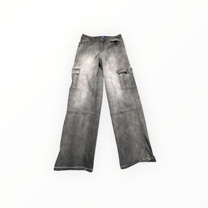 Project Indigo Washed Grey Wide Leg‎ Cargo Carpenter Jeans Size 9 WSHGREY